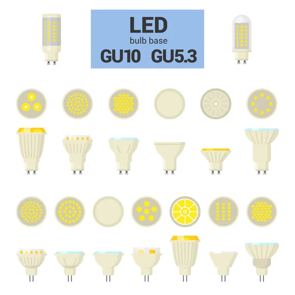 LED-ljus GU10 lökar vektor färgglada Ikonuppsättning — Stock vektor