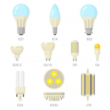 Led lamba ampuller vektör renkli simge seti