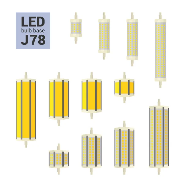 LED-ljus J78 lökar vektor färgglada Ikonuppsättning — Stock vektor