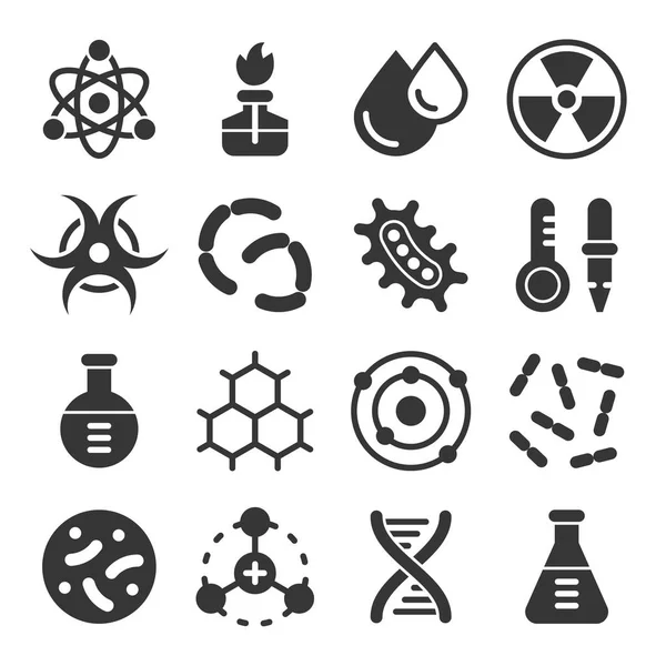 Chemie Wissenschaft Details Glyphen Vektor Icon Set — Stockvektor