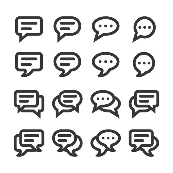 Chat bolhas de fala e balões de diálogo linha estilo vetor ícone definido — Vetor de Stock