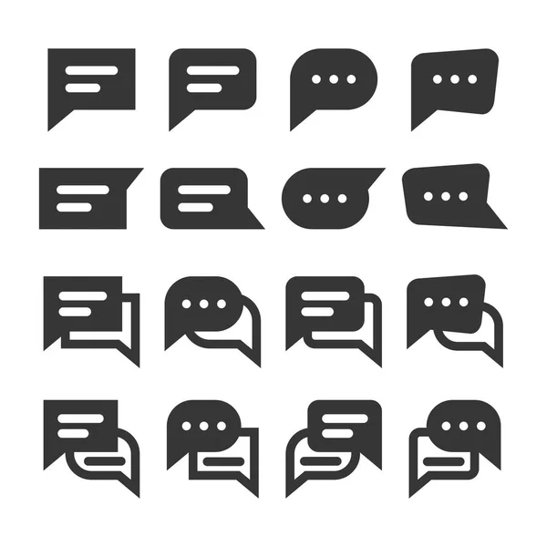 Chat burbujas de voz y globos de diálogo estilo glifo icono de vector conjunto — Vector de stock