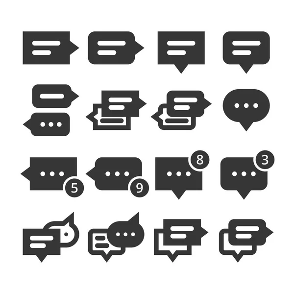 Chat burbujas de voz y globos de diálogo estilo glifo icono de vector conjunto — Vector de stock