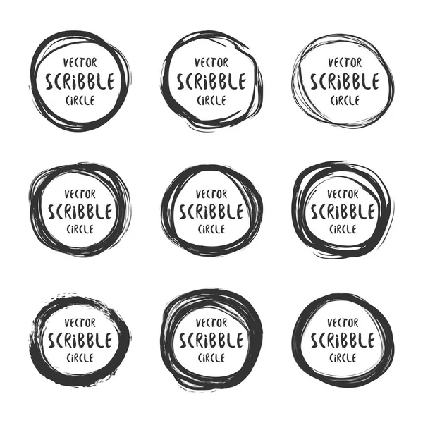 Hand drawn scribble circles with text vector set — Stock Vector