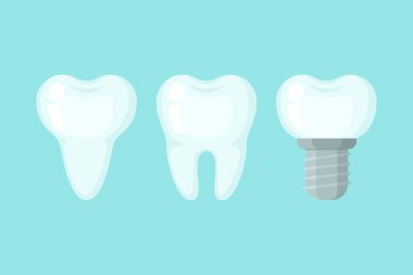 Sevimli dişler renkli vektör farklı diş formu ile ayarlayın