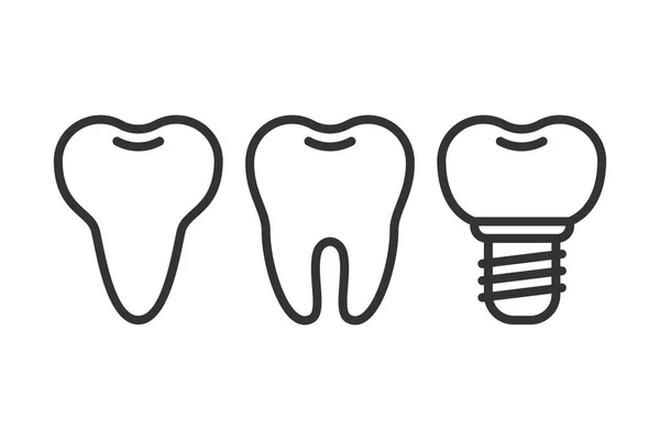 Söta tänder linjestil vektor set med olika tand form — Stock vektor