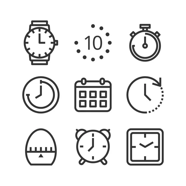 Czas i zegar na białym tle ikona wektor zestaw — Wektor stockowy