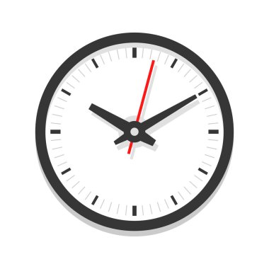Modern beyaz saat simgesi, tek yalıtılmış vektör çizimi