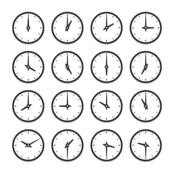 Uppsättning klockor för varje timme vektor Ikonuppsättning — Stock vektor
