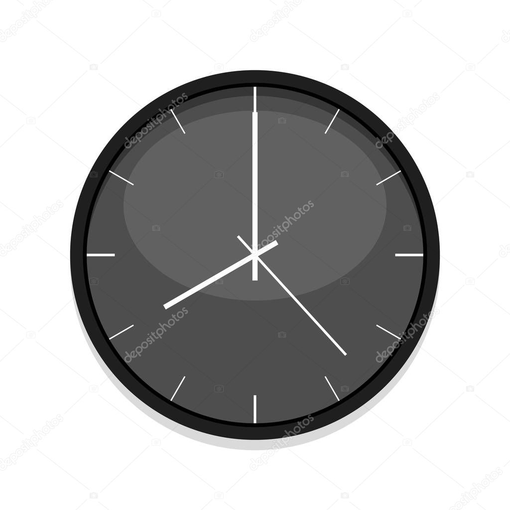 Minimalistic black clock icon, single isolated vector illustration