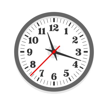 Beyaz saat simgesi, tek yalıtılmış vektör çizimi