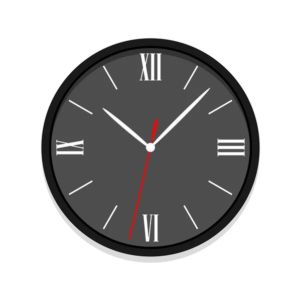 Reloj negro icono de vector con números romanos — Vector de stock