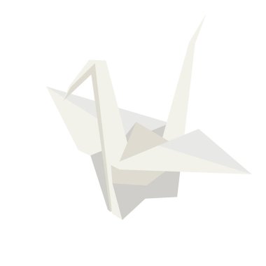 Origami beyaz kağıt vinç, beyaz üzerine vektör illüstrasyonu