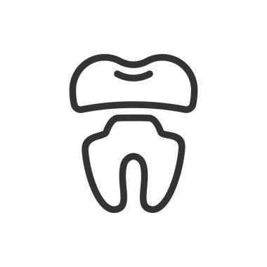 Taç hastalıklı diş, şirin vektör simgesi çizimi