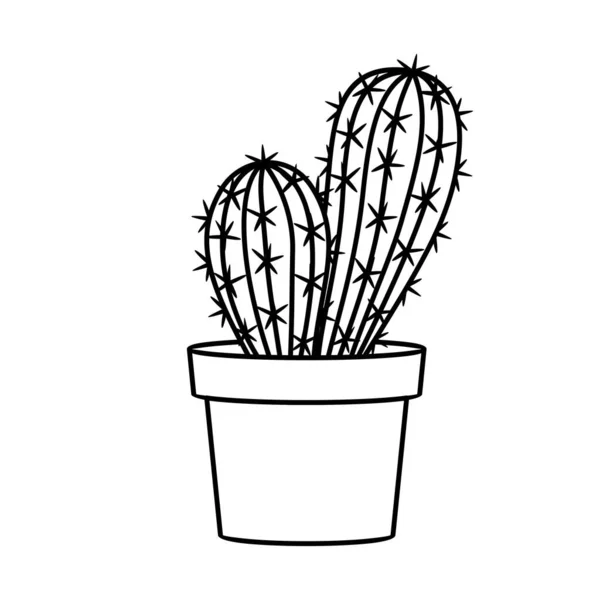 Illustration vectorielle de style ligne succulente et cactus — Image vectorielle