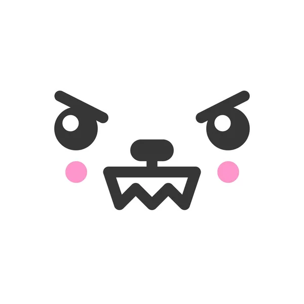 Angry kawaii cute emotion face, emoticon vector icon — ストックベクタ