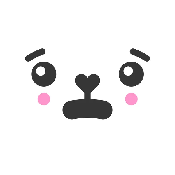 Sconcertato kawaii carino emozione faccia, emoticon vettoriale icona — Vettoriale Stock