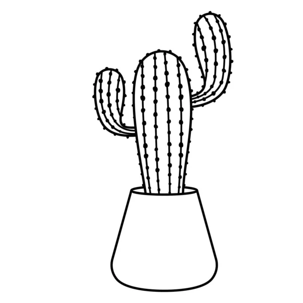 Illustration vectorielle de style ligne succulente et cactus — Image vectorielle