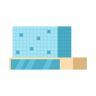 Modern şehir binası, izole vektör düz çizgi film çizimi