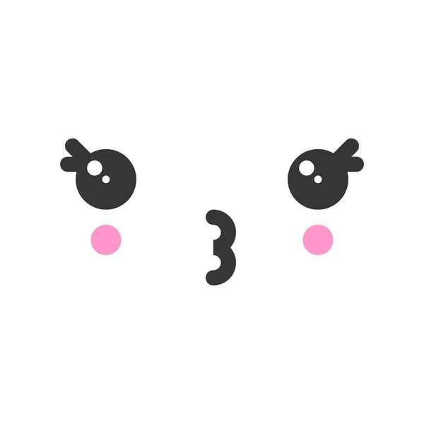 Kus kawaii schattig emotie gezicht, emoticon vector icoon — Stockvector