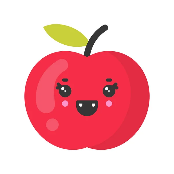 Linda manzana sonriente, icono de fruta vector colorido aislado — Vector de stock