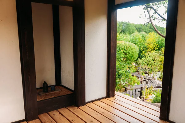 japanese interior with green trees