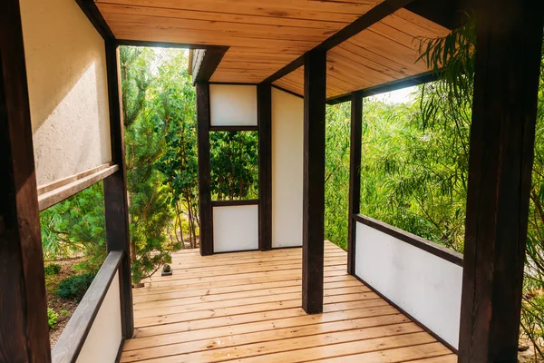 japanese interior with green trees