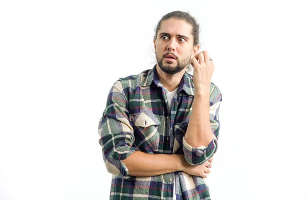 Male Face Emotion Surprise Disappointment Unexpected Disgust Surprised Young Man — Stock Photo, Image