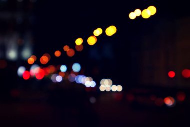 Işık şehir sokak bokeh renk. Gece şehir. Arka plan.