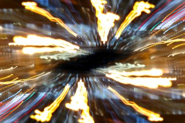 Flash, patlama etkisi ışık hareket doğrultusunda renkli. Arka plan.