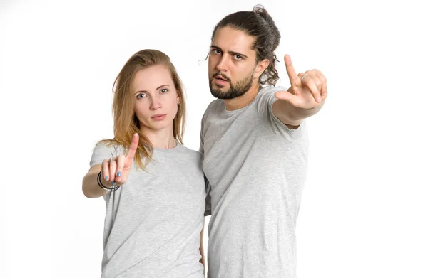 Não Dois Jovens Gesticular Rejeição Casal Homem Mulher Não Discordam — Fotografia de Stock