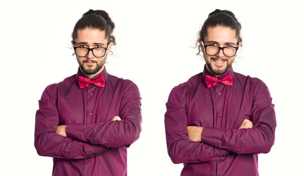 Two Emotionally Male Portraits First Man Sad Serious Face Second — Stock Photo, Image