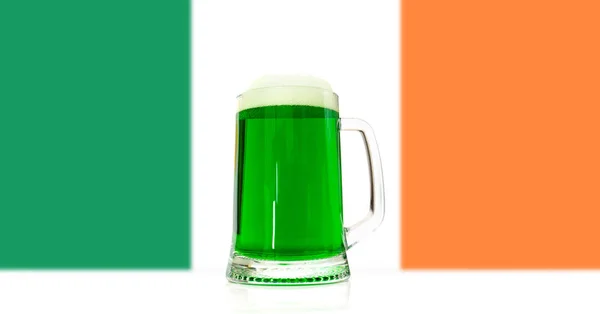 Stora Glas Grön Bakgrund Irländsk Flagg Koncept För Patrick Day — Stockfoto