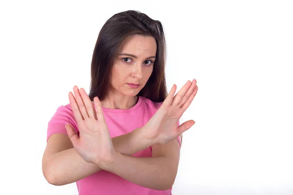 Gesture Refusal Woman Resist Renouncement — Stock Photo, Image