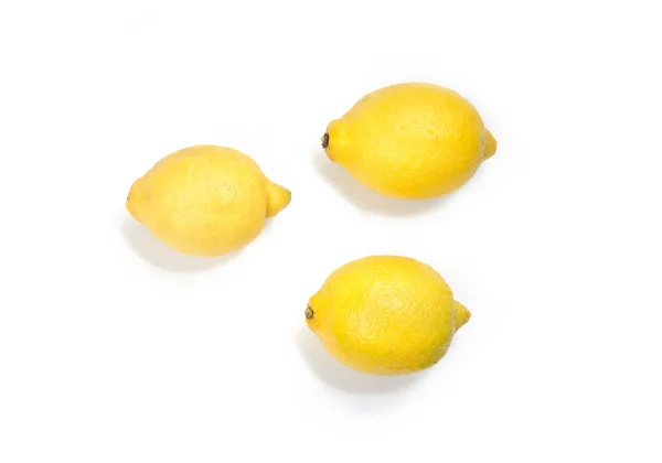 Three Yellow Lemons Isolated White Background Horizontal Image — Stock Photo, Image