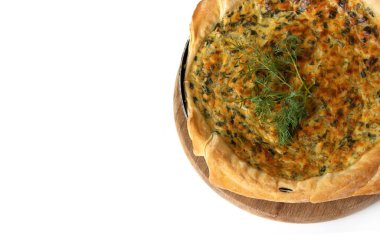 Manzaralı, soğan ve peynirli, nefis bir turta. Sebzeli pizza..