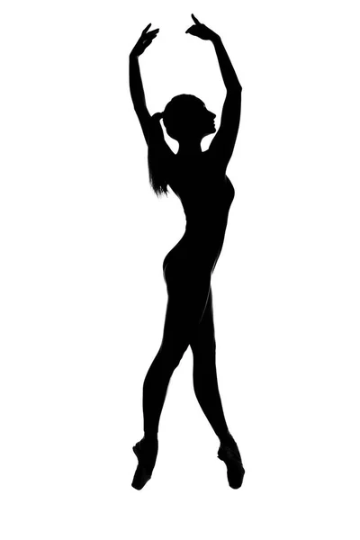 Silhouette Ballet Dancer White Background — Stock Photo, Image