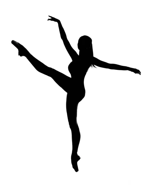 Silhouette Balletttänzer Auf Weißem Hintergrund — Stockfoto