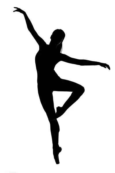 Bailarina Ballet Silhouette Sobre Fondo Blanco — Foto de Stock