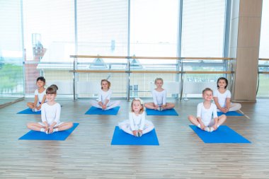 Jimnastik egzersizleri yapıyor veya egzersiz fitness sınıfta kız