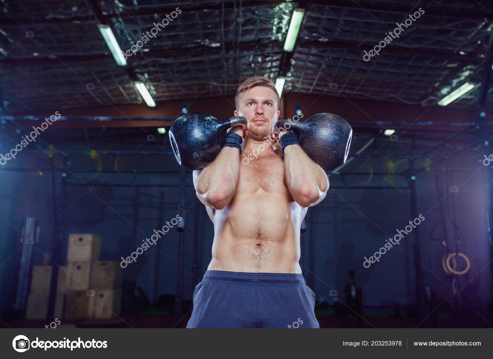 Cross Training Fit Fitness Man Doing A Weight Training By
