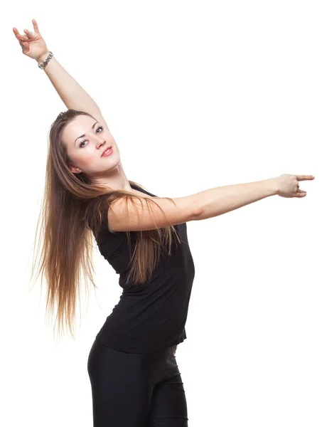 Belle jeune femme dansant en studio ballet . — Photo