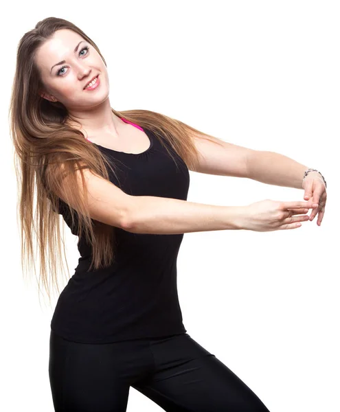 Beautiful young woman dancing in studio ballet. — Stock Photo, Image