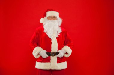Noel. Kameraya bakarak gözlük mutlu Noel Baba'ya ait fotoğraf