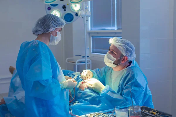 Medis Tim Melakukan Operasi Bedah di Modern Operating Room. Rhinoplasty — Stok Foto