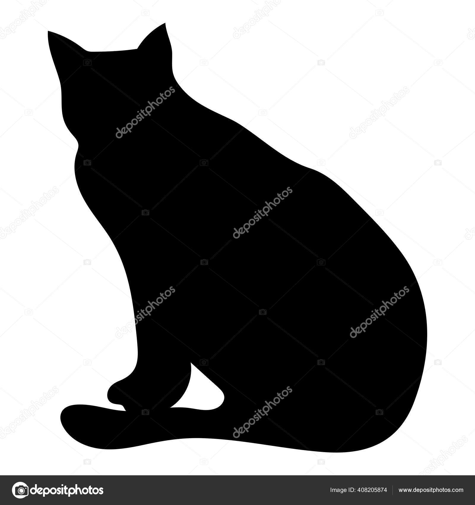 Black Silhouette Cat Silhouette Sitting Cat Cat Silhouette Isolated White Stock Vector C Ozii45 408205874
