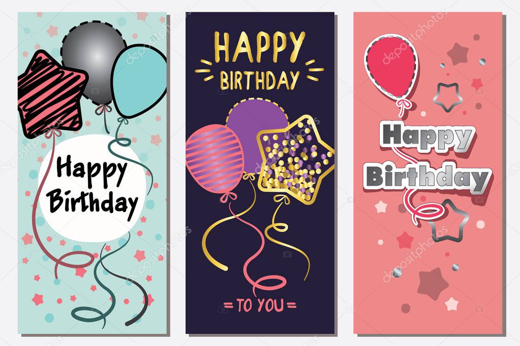 Birthday card with balloons  stock illustration 