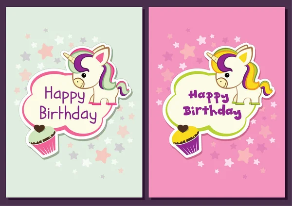 Şirin tek boynuzlu at Doğum günü kartı - hisse senedi illüstrasyon