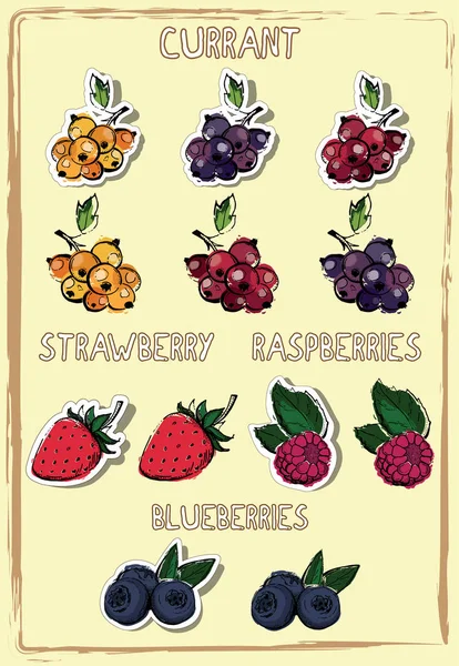 Elle çizilmiş çilek illüstrasyon stok