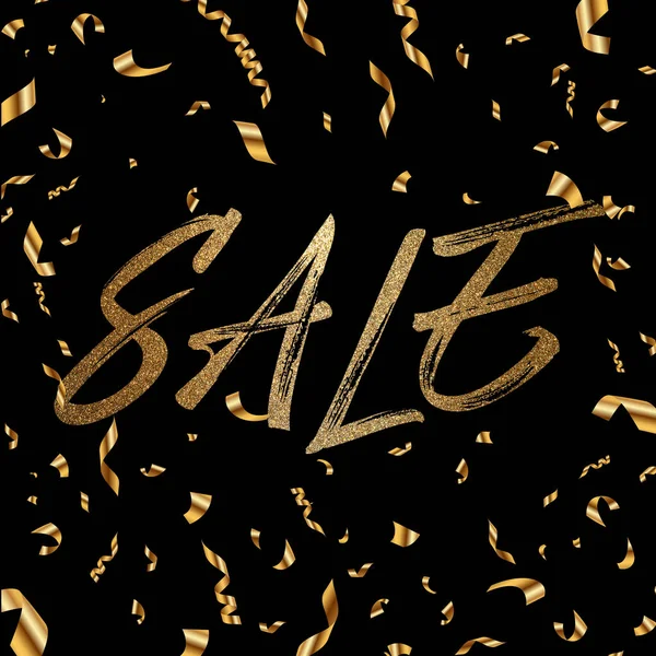 Illustration Sale Gold Text Discount Black Background — Stock Photo, Image